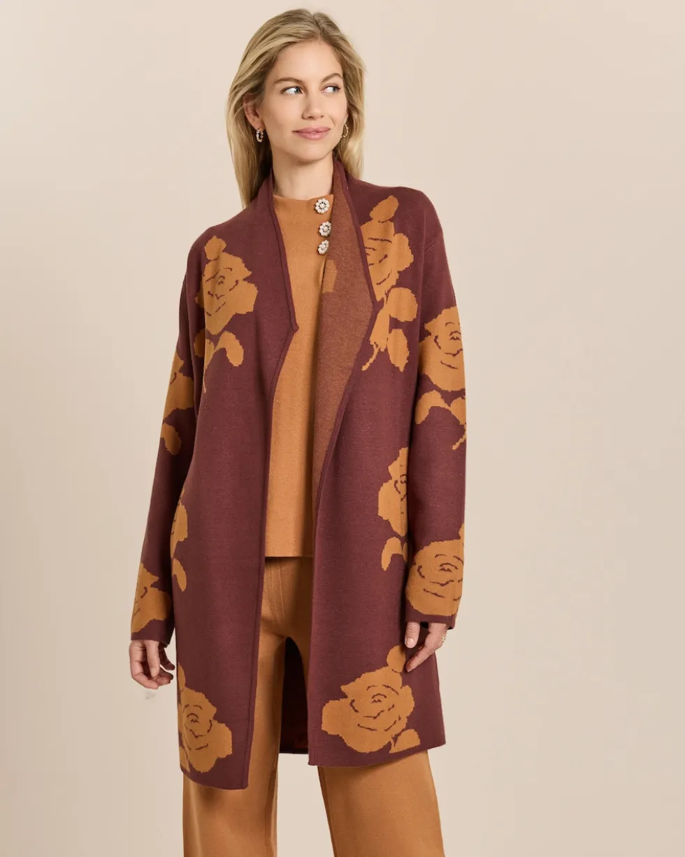 Longcardigan mit Rosen