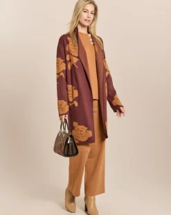 Longcardigan mit Rosen