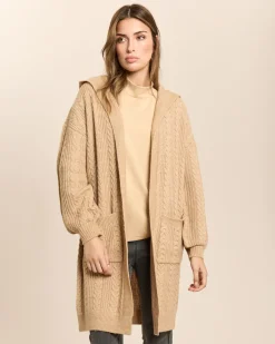 Longcardigan mit Zopfmuster