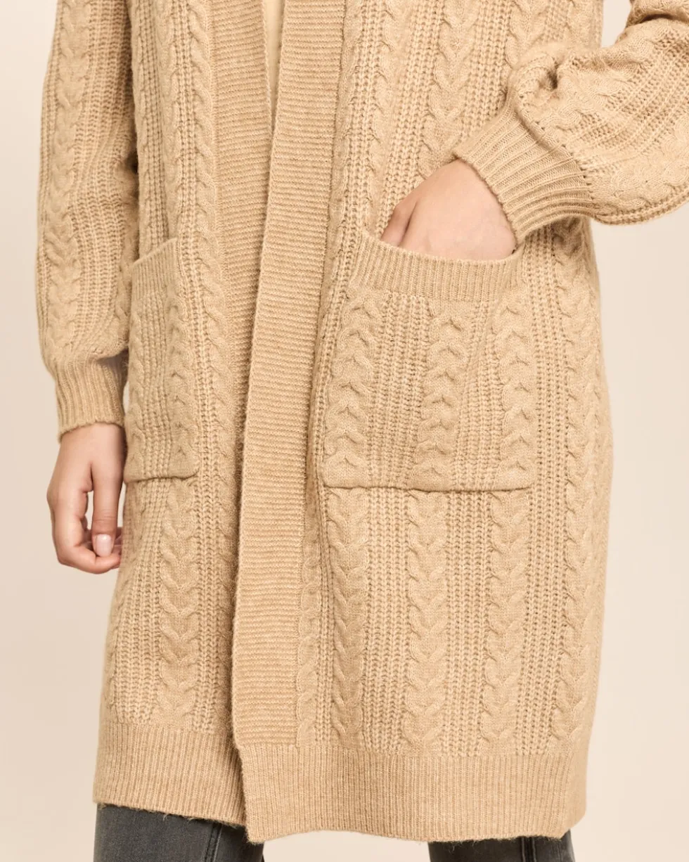 Longcardigan mit Zopfmuster