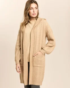Longcardigan mit Zopfmuster