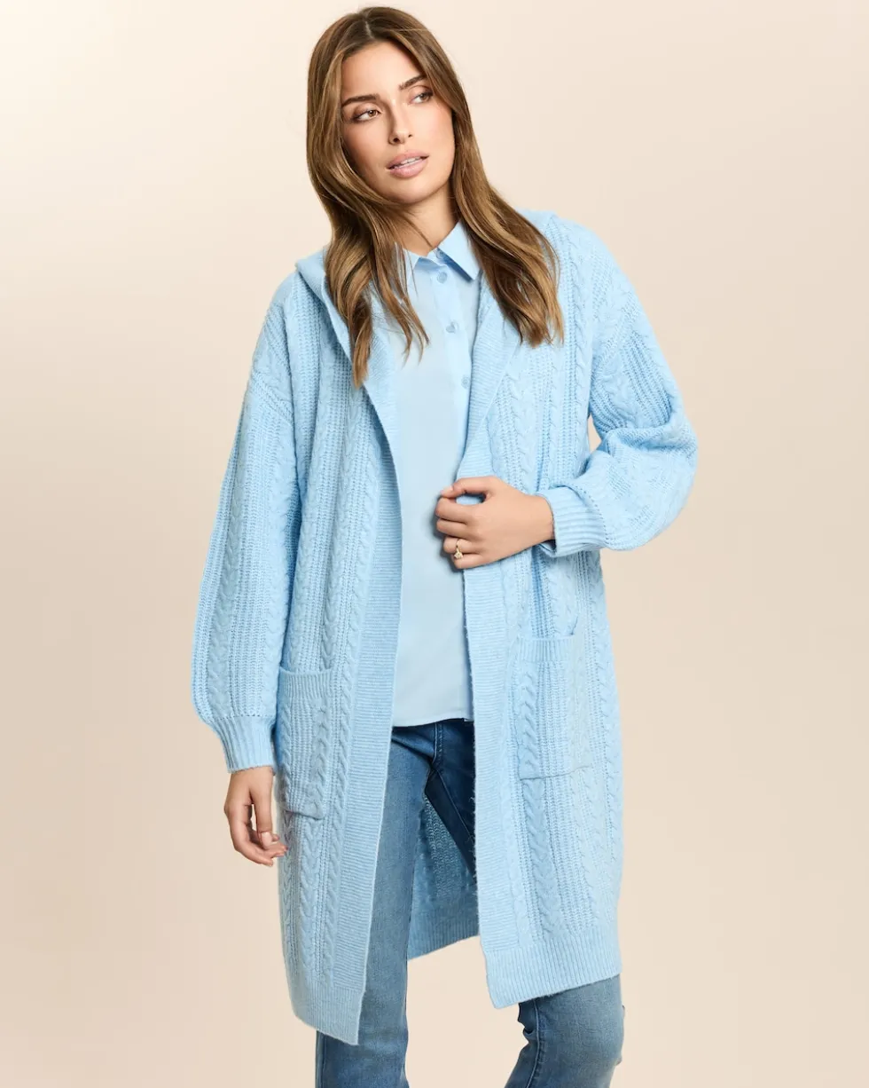 Longcardigan mit Zopfmuster
