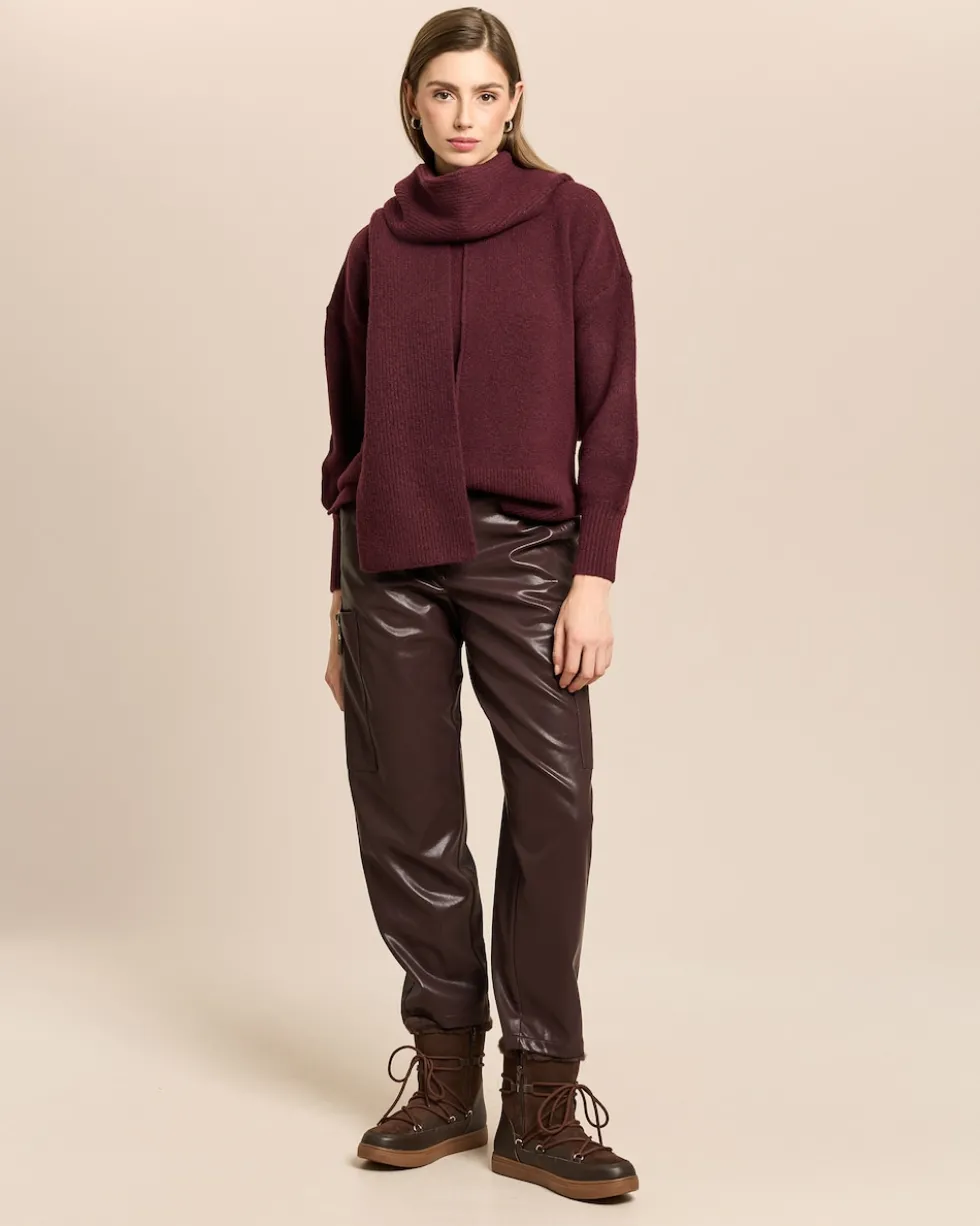 Longpullover mit Kapuzenschal
