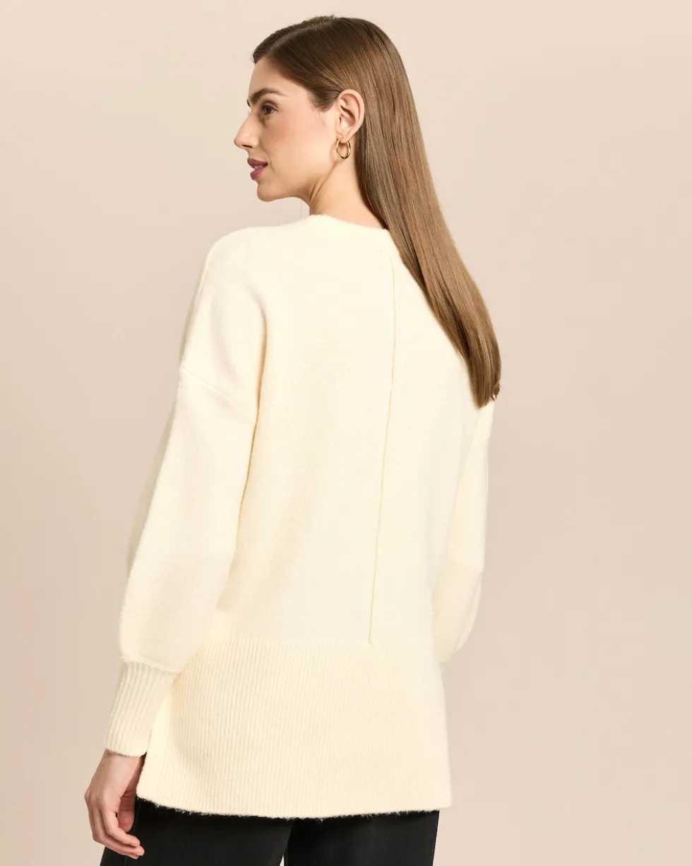 Longpullover mit Kapuzenschal