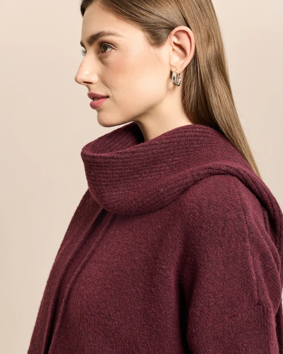 Longpullover mit Kapuzenschal