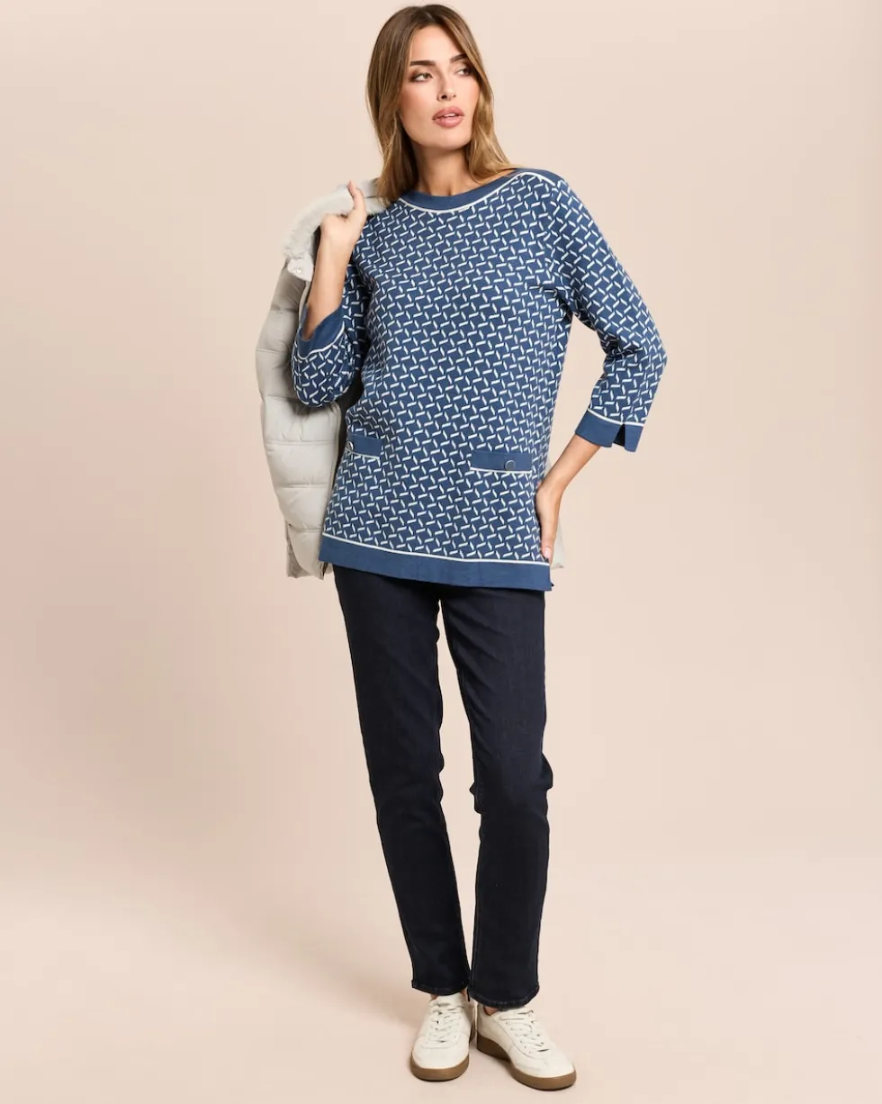 Midi-Pullover Jacquard-Strick