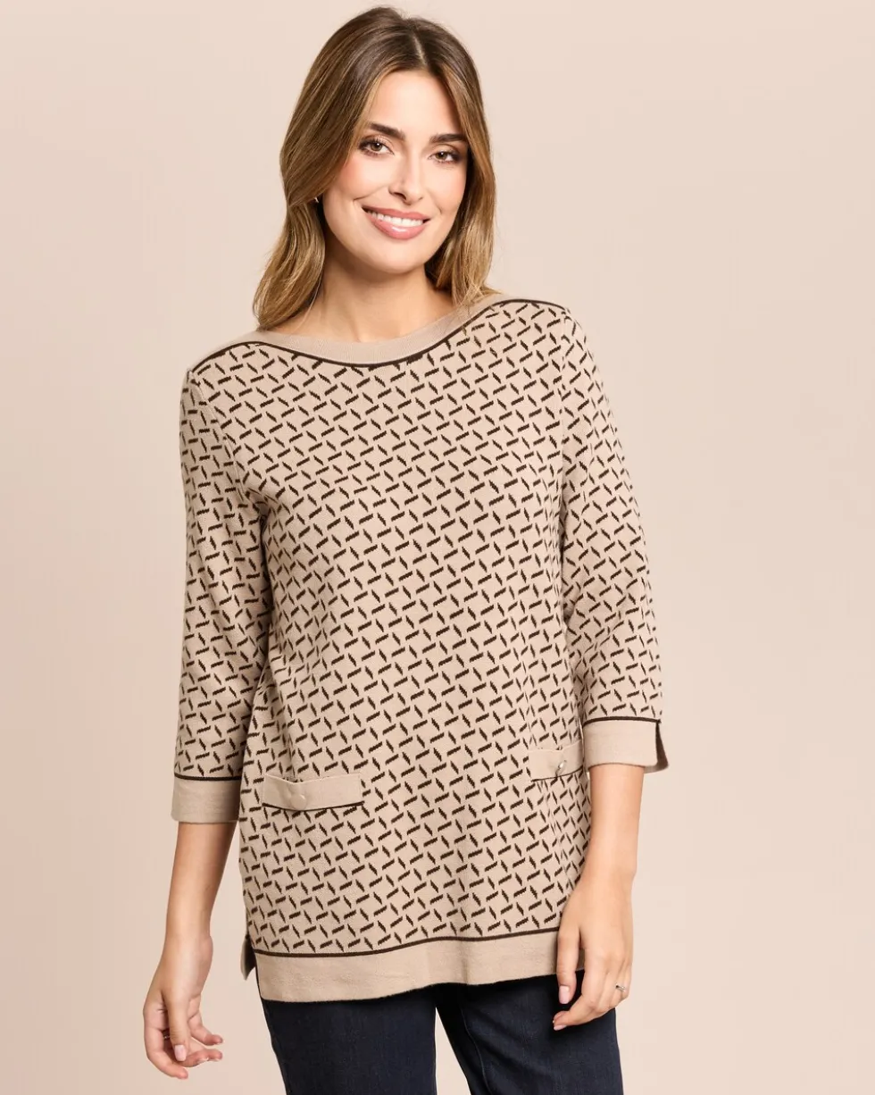 Midi-Pullover Jacquard-Strick