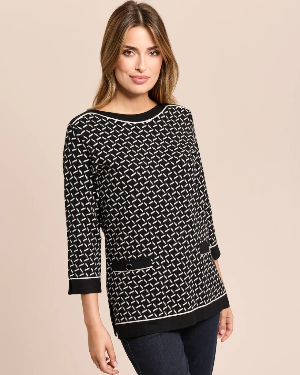 Midi-Pullover Jacquard-Strick