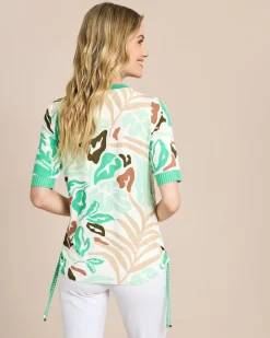 Midi-Shirt mit Druck und Bänderdetail