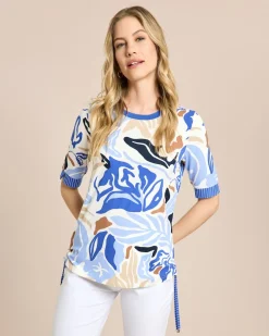 Midi-Shirt mit Druck und Bänderdetail