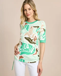 Midi-Shirt mit Druck und Bänderdetail