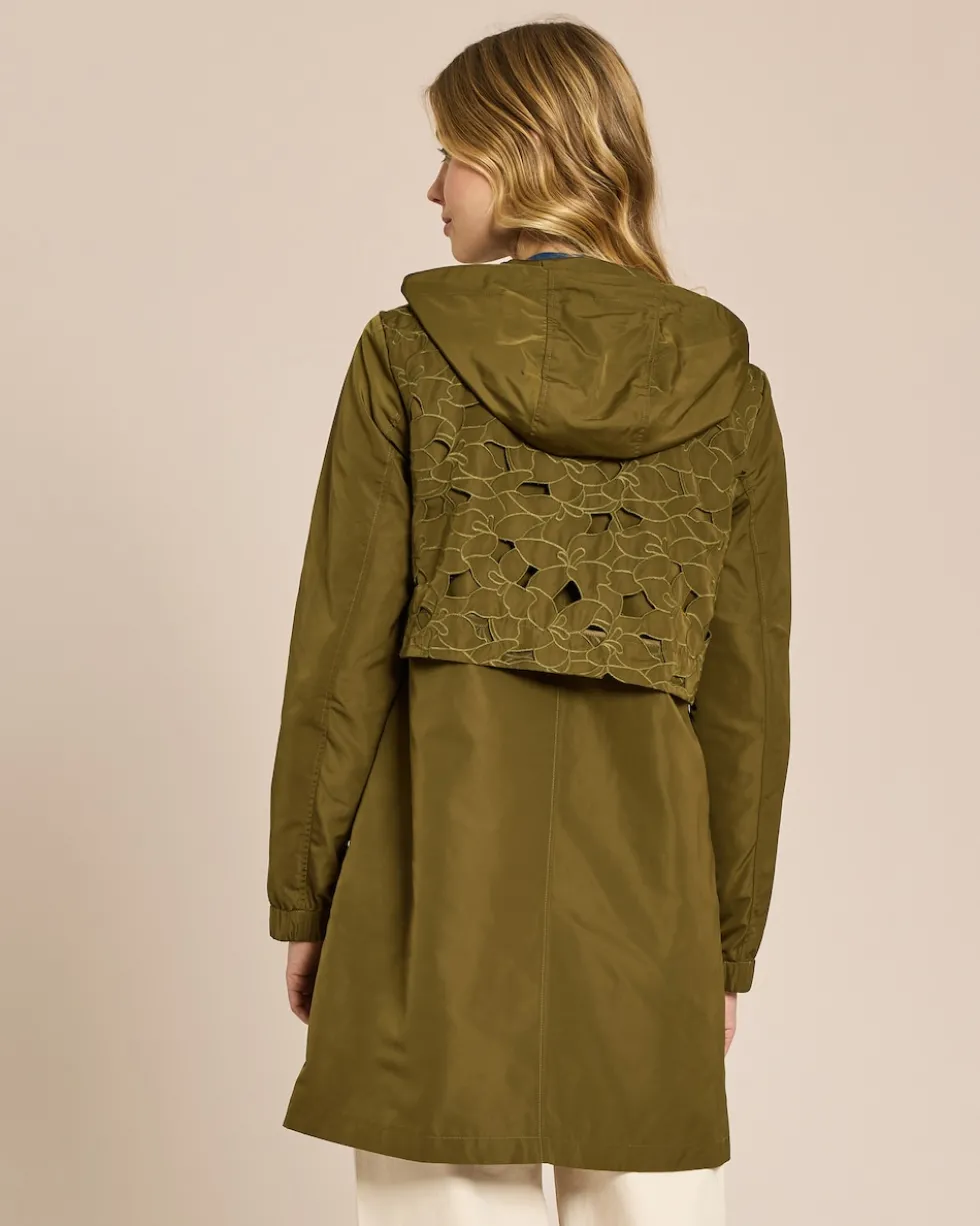 Parka-Jacke mit floralem Besatz