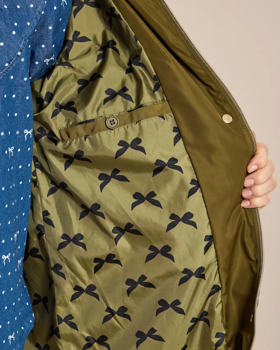 Parka-Jacke mit floralem Besatz