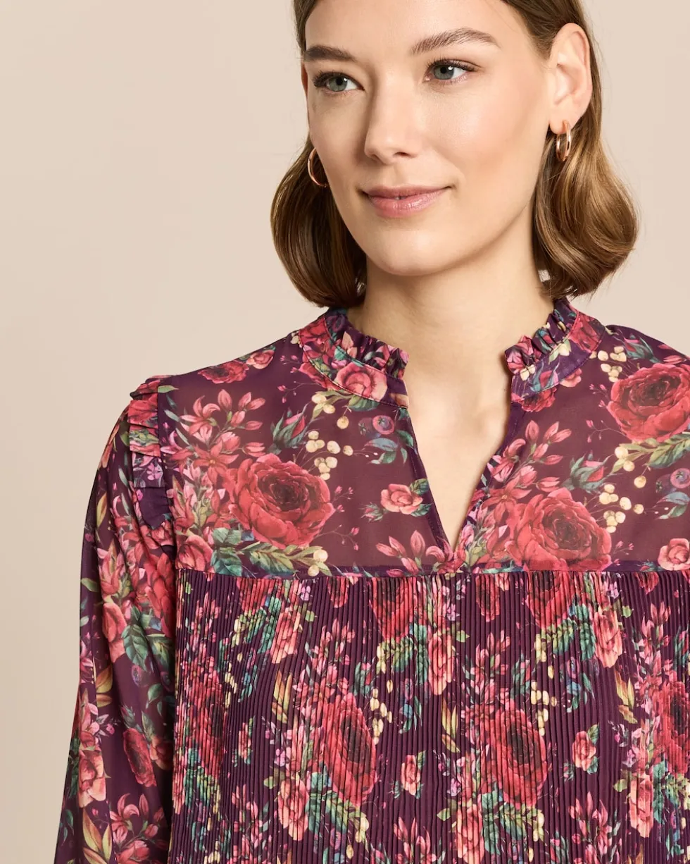 Plissée-Bluse mit Exklusivdruck