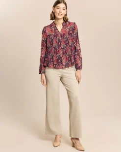 Plissée-Bluse mit Exklusivdruck