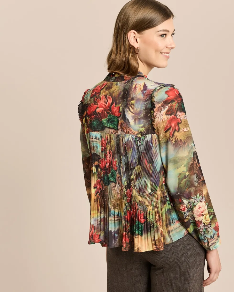 Plissée-Bluse mit Exklusivdruck