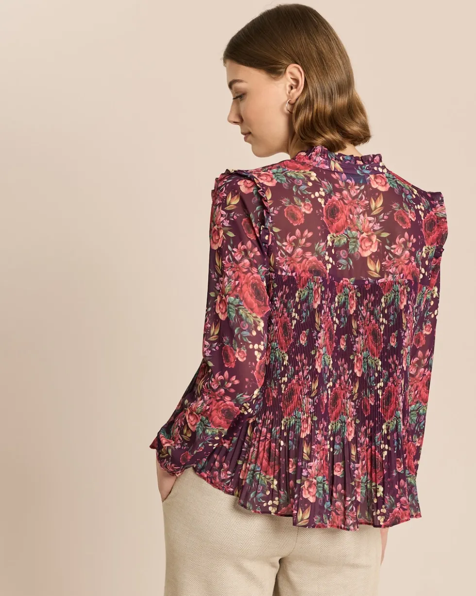Plissée-Bluse mit Exklusivdruck