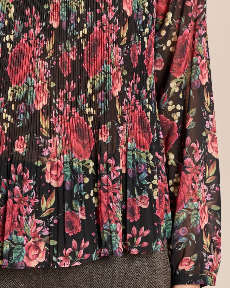 Plissée-Bluse mit Exklusivdruck