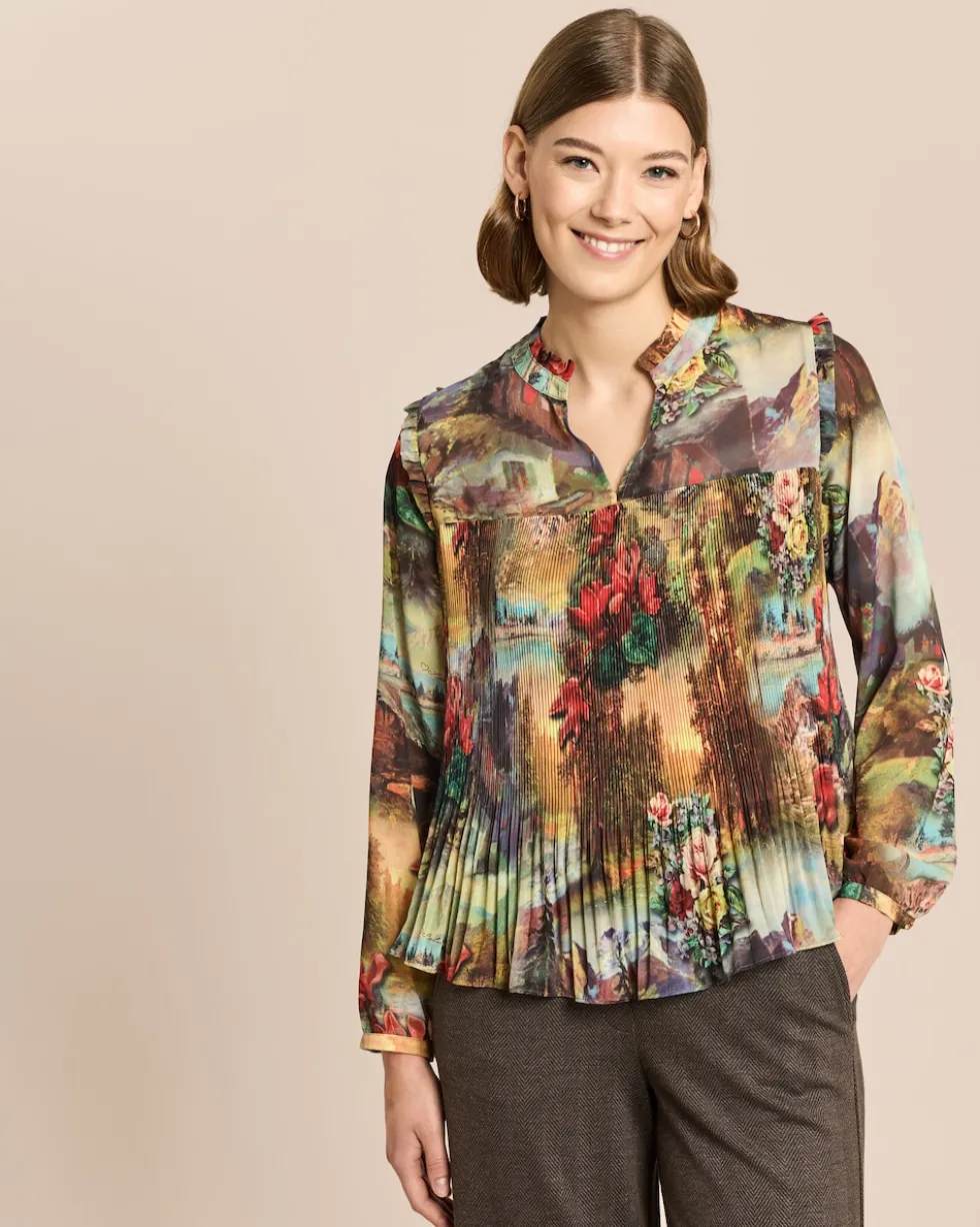 Plissée-Bluse mit Exklusivdruck