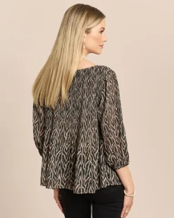 Plissee-Bluse mit Allover-Druck