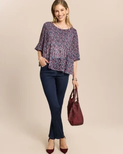 Plissee-Bluse mit Allover-Druck
