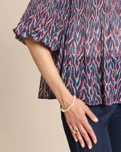 Plissee-Bluse mit Allover-Druck