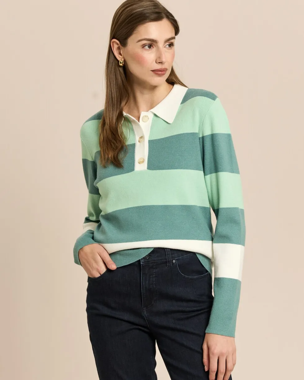 Polo-Pullover mit Blockstreifen