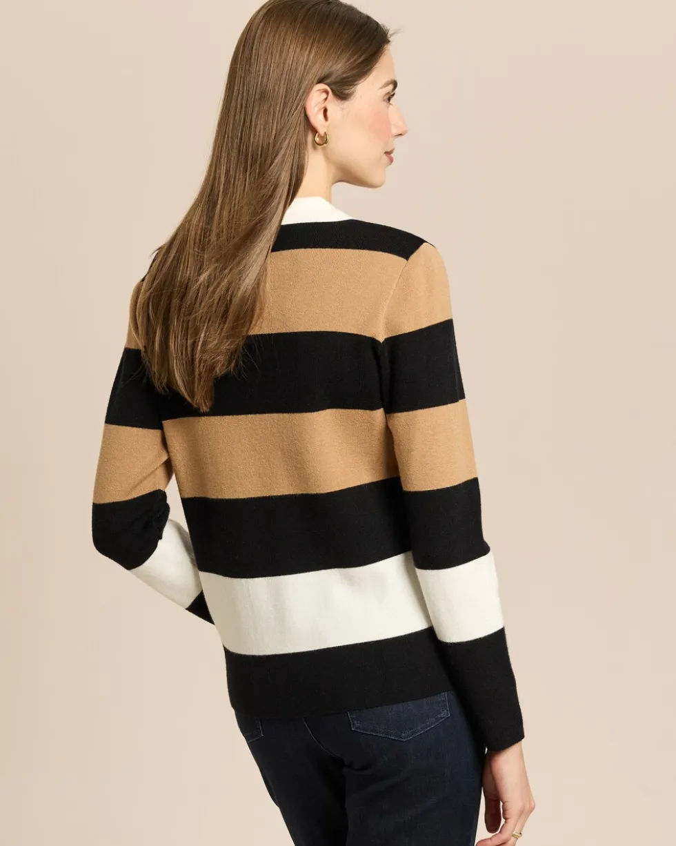 Polo-Pullover mit Blockstreifen
