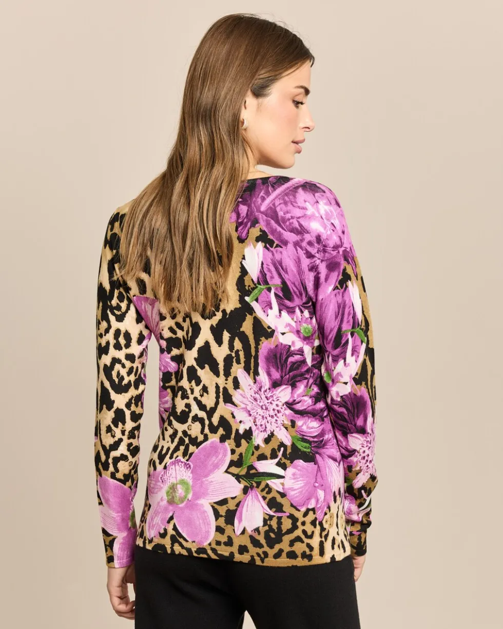Pullover Animal-Blumen Mix