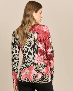 Pullover Animal-Blumen Mix