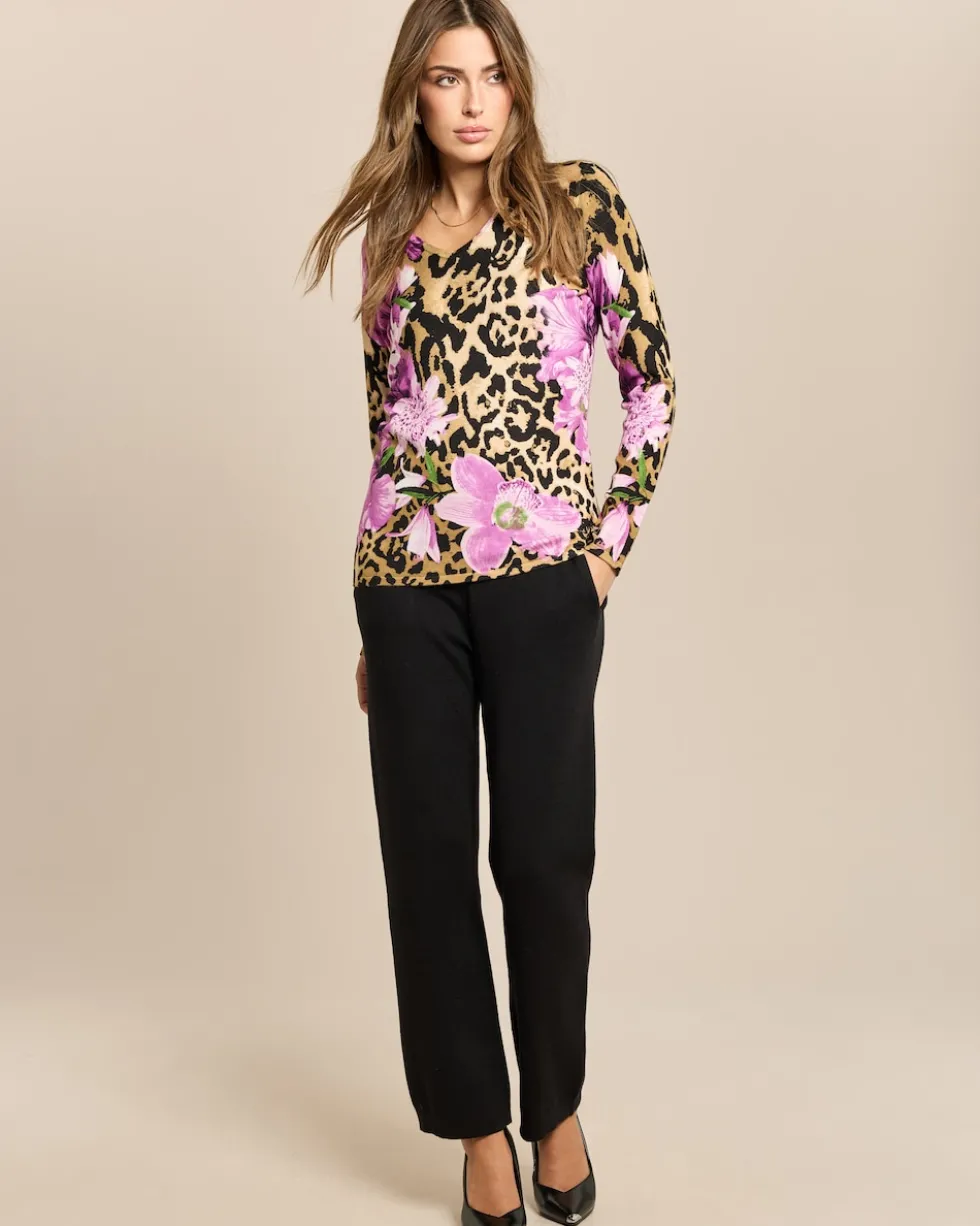 Pullover Animal-Blumen Mix