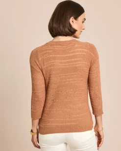 Pullover aus Bändchengarn mit Ajour-Muster
