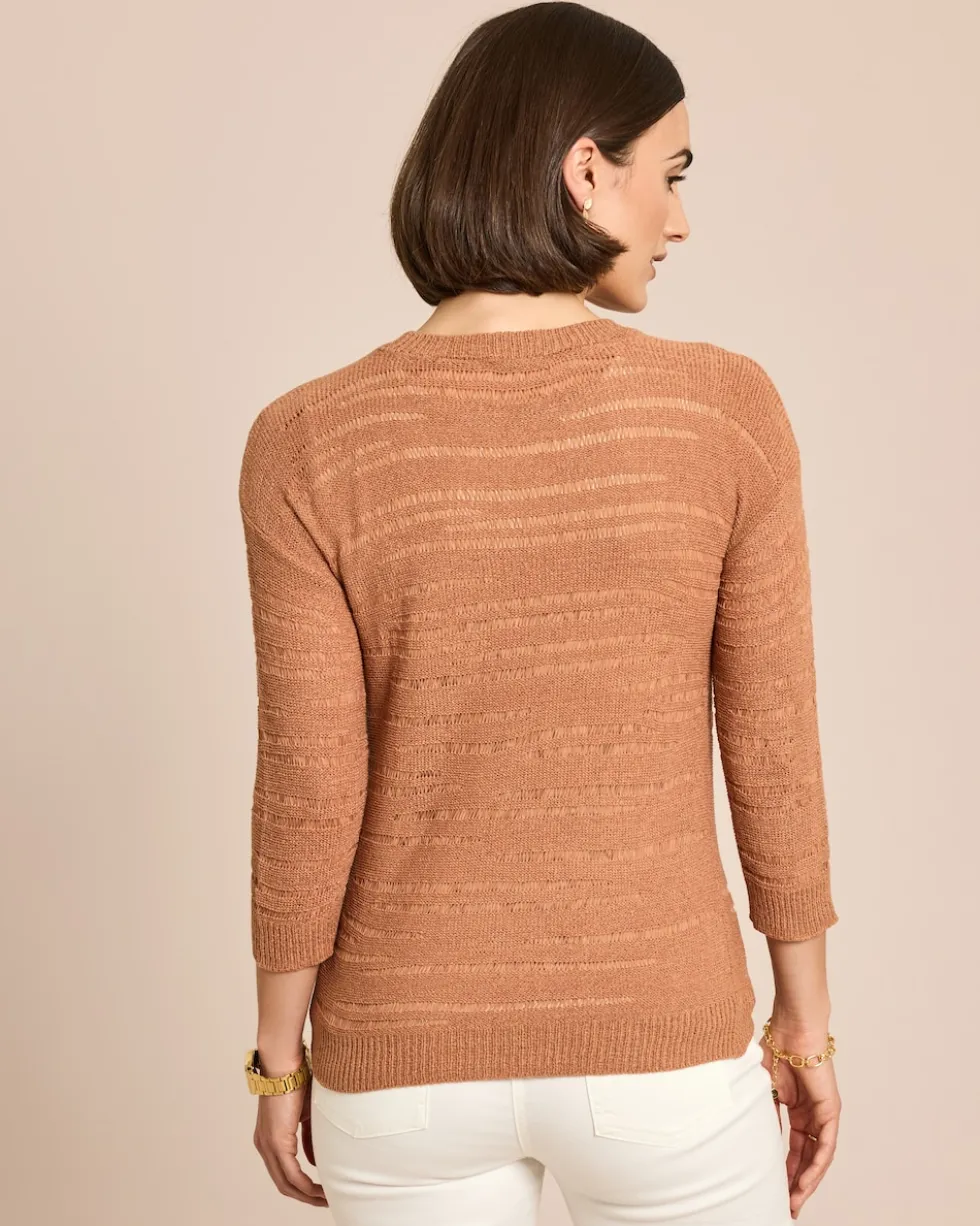 Pullover aus Bändchengarn mit Ajour-Muster