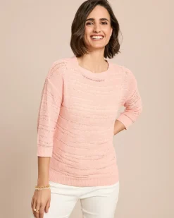 Pullover aus Bändchengarn mit Ajour-Muster