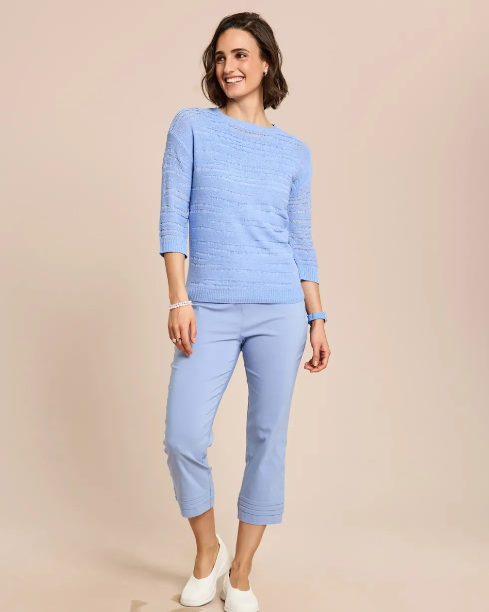 Pullover aus Bändchengarn mit Ajour-Muster