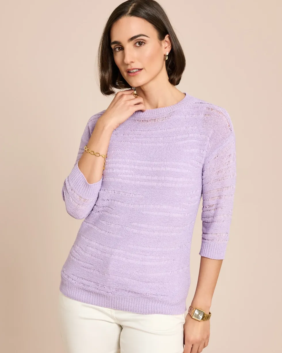 Pullover aus Bändchengarn mit Ajour-Muster
