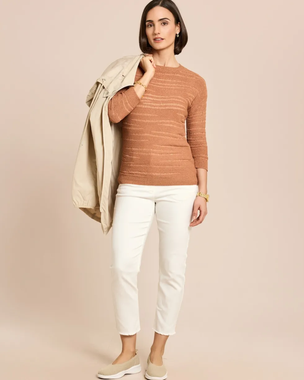 Pullover aus Bändchengarn mit Ajour-Muster