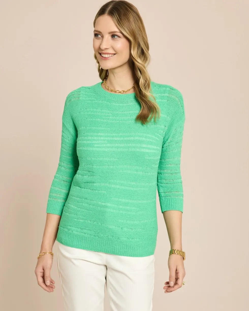 Pullover aus Bändchengarn mit Ajour-Muster