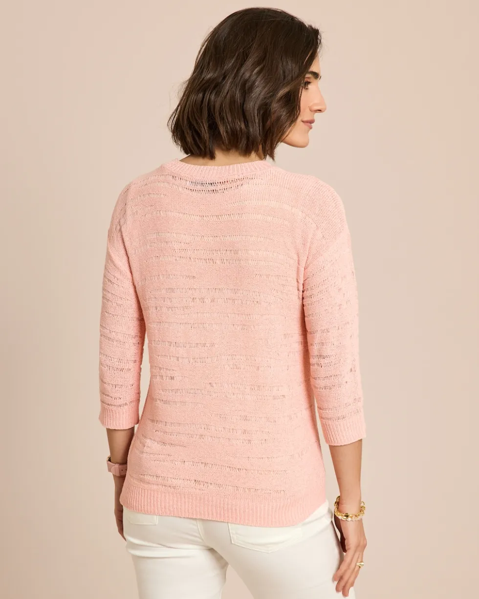 Pullover aus Bändchengarn mit Ajour-Muster