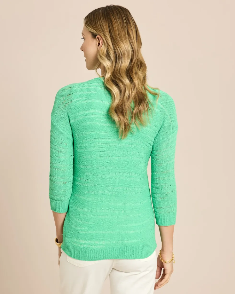 Pullover aus Bändchengarn mit Ajour-Muster