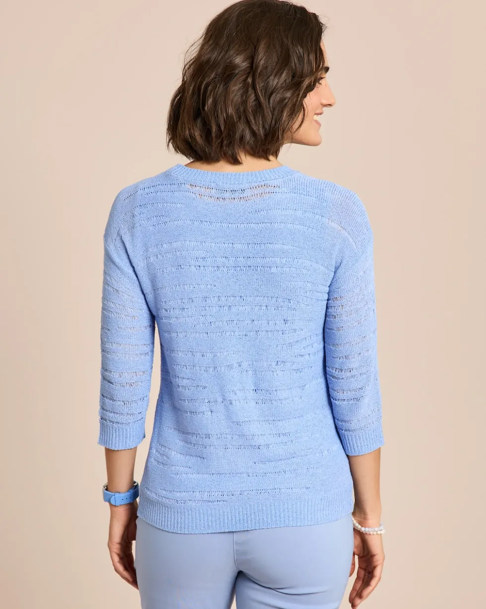Pullover aus Bändchengarn mit Ajour-Muster