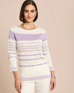 Pullover aus Lyocell mit Streifen