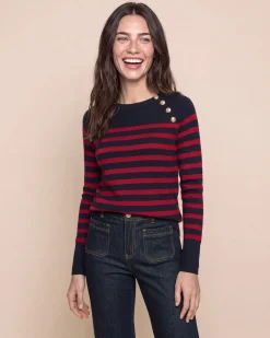 Pullover gestreift mit Goldknöpfen
