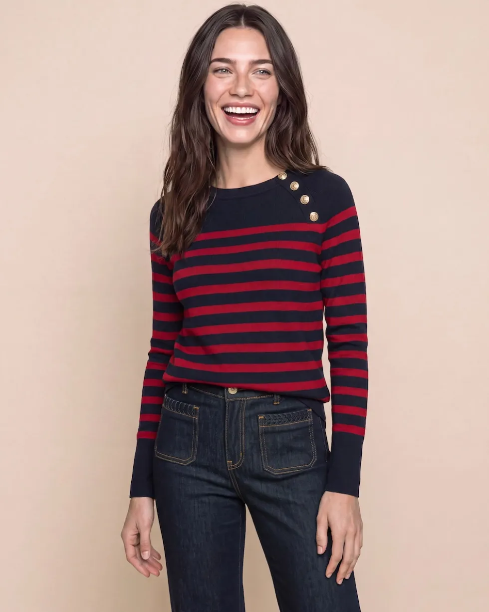 Pullover gestreift mit Goldknöpfen