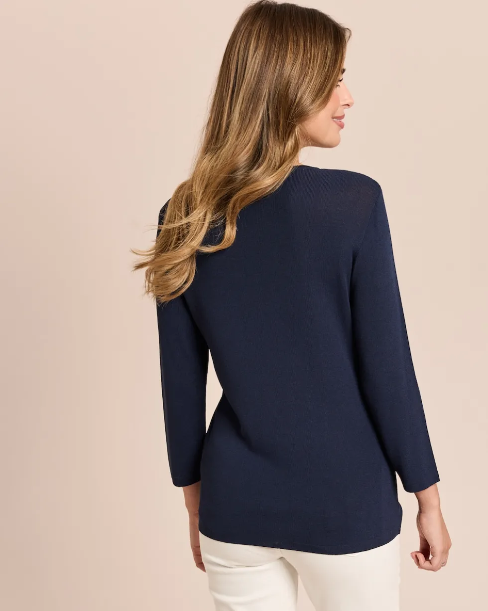 Pullover Italian Strick mit Karo-Ajour