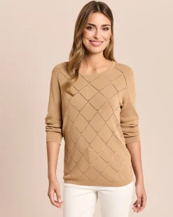 Pullover Italian Strick mit Karo-Ajour