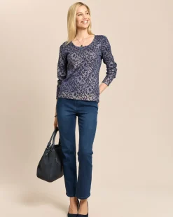 Pullover mit Ajourstrick und Lackfoil