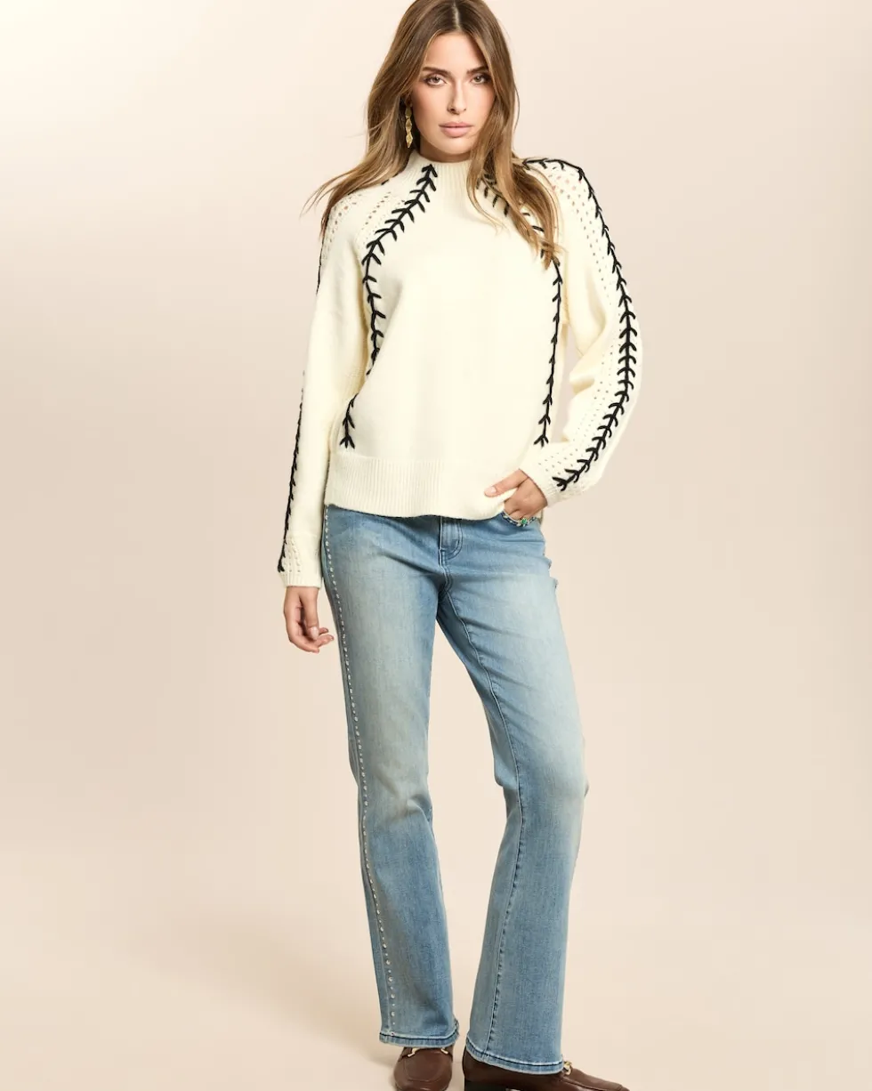 Pullover mit Ajourstrick, Zierstick