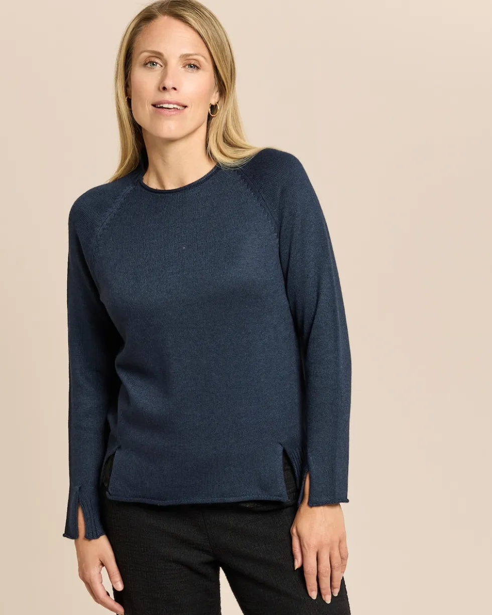 Pullover mit angeschnittenem Stehkragen