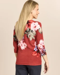 Pullover mit 3/4-Arm und Blumenmuster